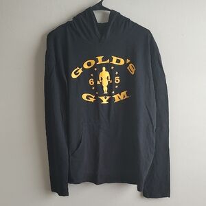 GOLDS GYM 65 Long sleeve T-Shirt Pullover Black Hoodie Men's Size L  EUC